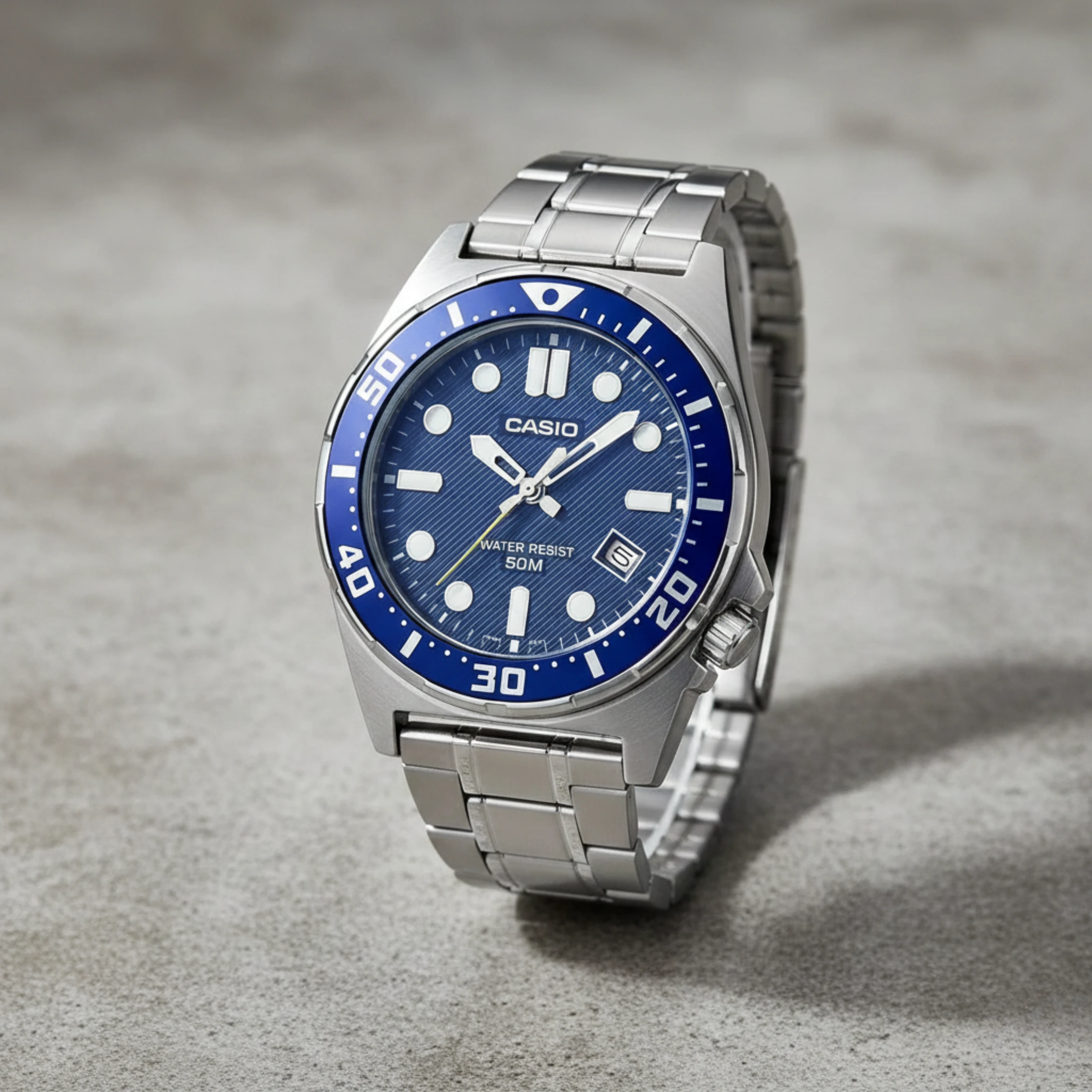 Casio MTD-135D Men’s Stainless Steel Analog Watch – 50M Water Resistant