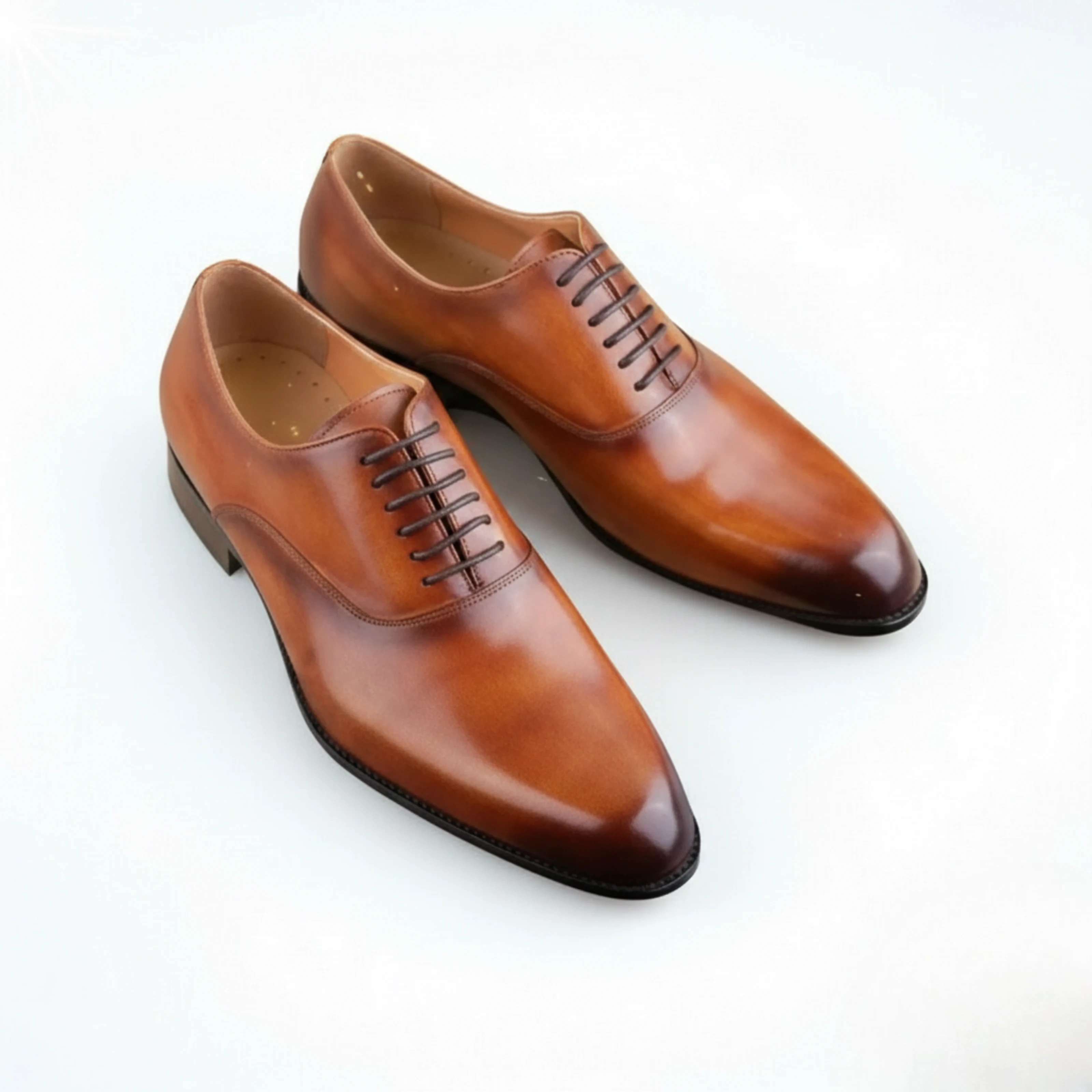 Men’s Premium Leather Oxford Dress Shoes – Handcrafted Brown Formal Shoes