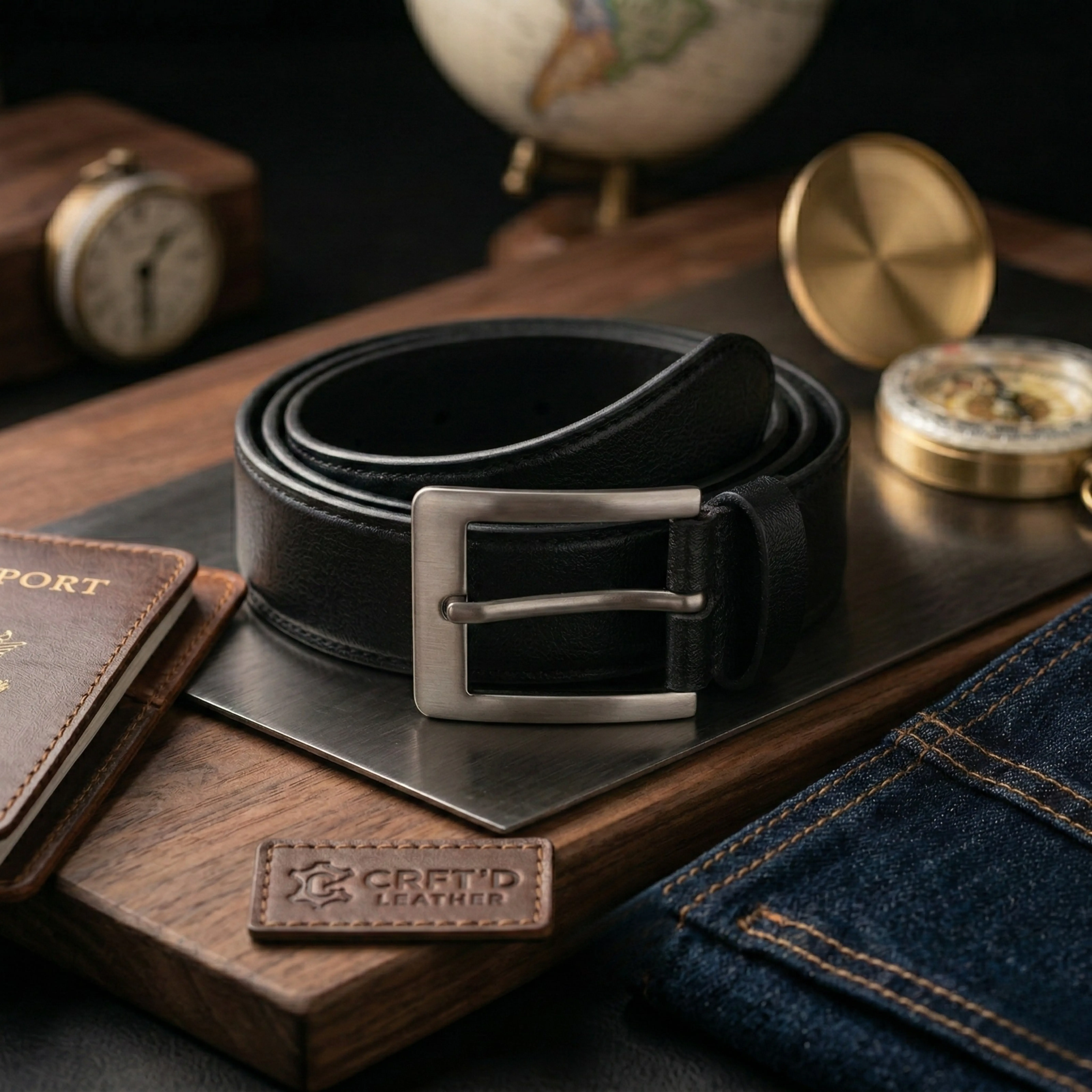 Premium Genuine Leather Belt for Men – Classic Black Formal & Casual Belt