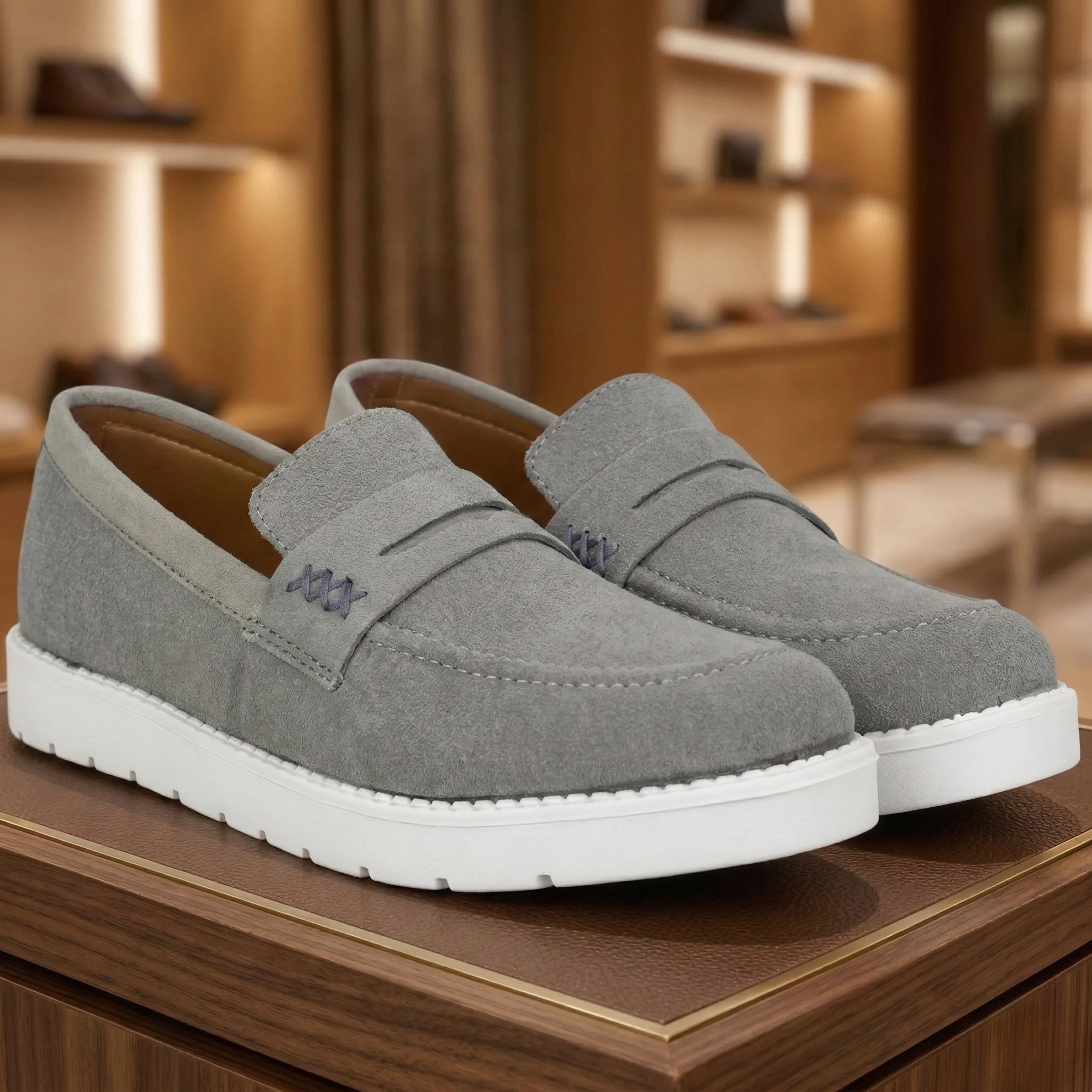 Premium Men Nubuck Leather Loafers – Luxury Casual Slip-On Shoes