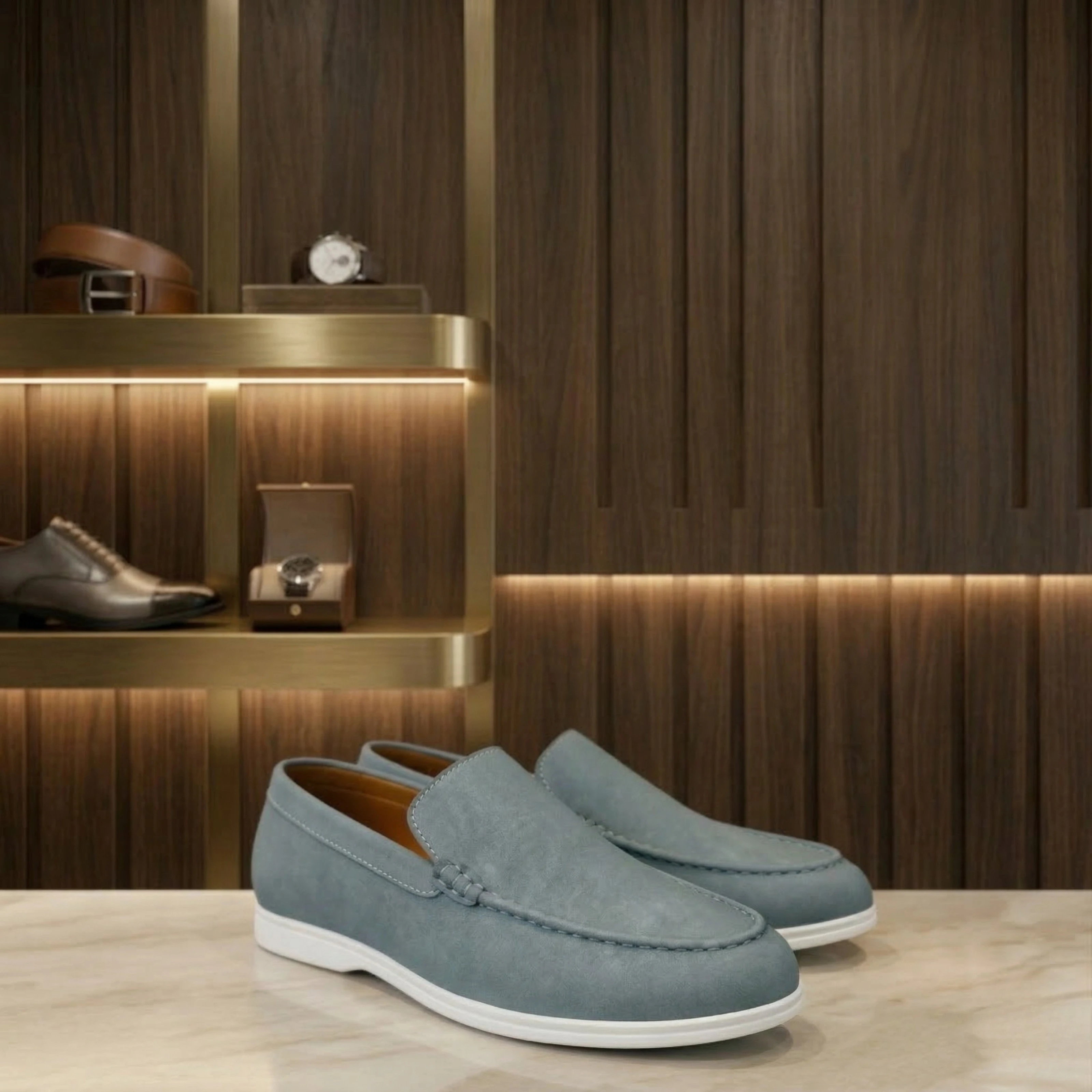 Luxury Suede Slip-On Loafers for Men – Lightweight Casual Designer Shoes