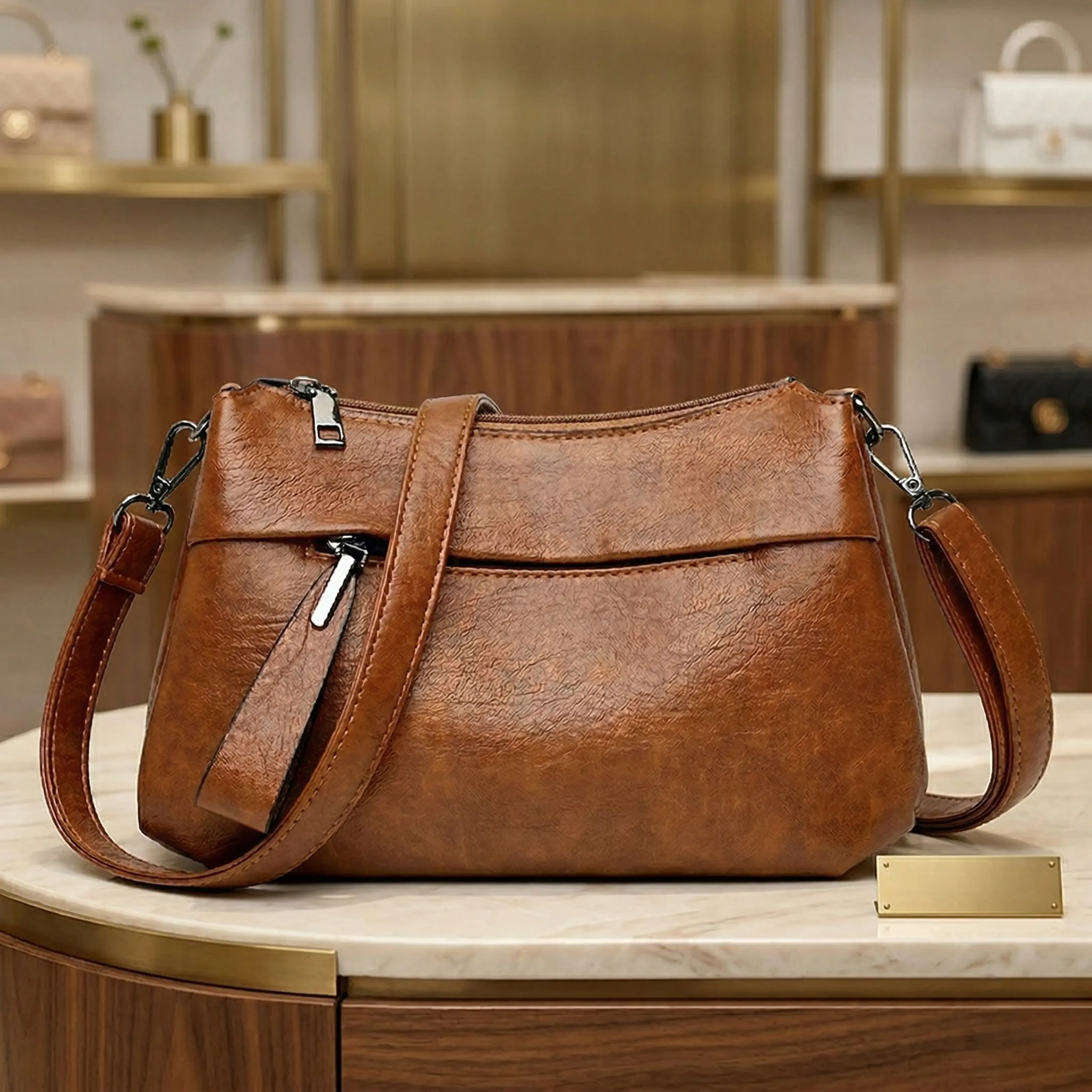 Premium Leather Crossbody Bag – Stylish Shoulder Handbag for Women
